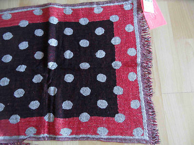 CODELLO Beautiful Wool Scarf with Polka Dots Grey Red Black DREAM CIRCUS NEW