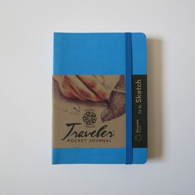 Pentalic Traveler Pocket Journal - 74 lb Sketch 6''x4'' Bright Blue