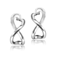 925 Silver Infinity Heart Half Hoop Earrings