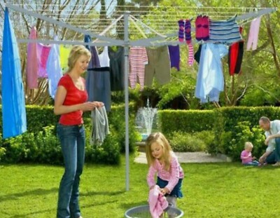 50m Faltbarer Wäscheständer 4 Arm Drehbar Garten Wäscheleine Trockner Outdoor Robust