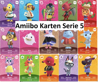 Nintendo Amiibo Animal Crossing (Serie 5) EinzelKarten 401-499 Auswahl NEU