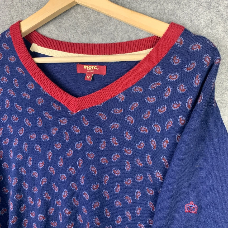 Suéter Jersey Tejido Apretado Mezcla Cachemira Diseñador Merc London Azul M Foto 3 de 4