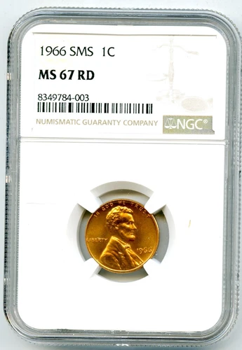 1966 SMS 1C LINCOLN PENNY - NGC MS67 RD CENT