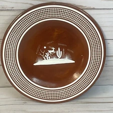 Jimon Family Mexico Signed White Deer Red Rust Tonala Hand Painted Plate 8-1/4”