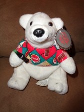 Polar Bear Coca Cola Stuffed Plush 6" Bean Bag Argyle Shirt 1997 VTG Coke w Tag