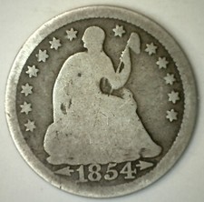 1854 Seated Liberty Silver Half Dime US Type Coin Good Circulated with Arrows