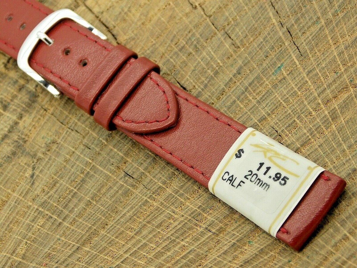 ZRC Vintage NOS Unused Burgundy Calf Watch Band w Silver Tone
