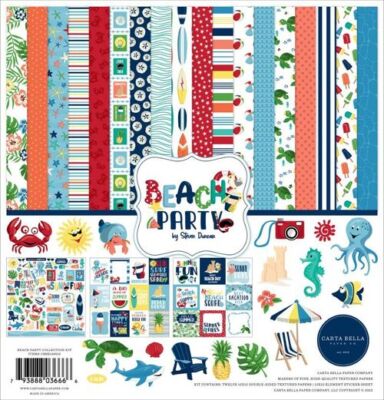 CARTA BELLA ''BEACH PARTY'' 12X12 PAPER PACK  OCEAN VACATION SCRAPJACK'S PLACE
