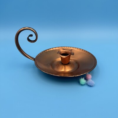 Vintage Gregorian Copper Candle Stick Holder With Handle Solid Copper 441 USA