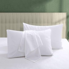 Egyptian Cotton Pillow Protectors Set of 2 600TC Zipper Cooling White
