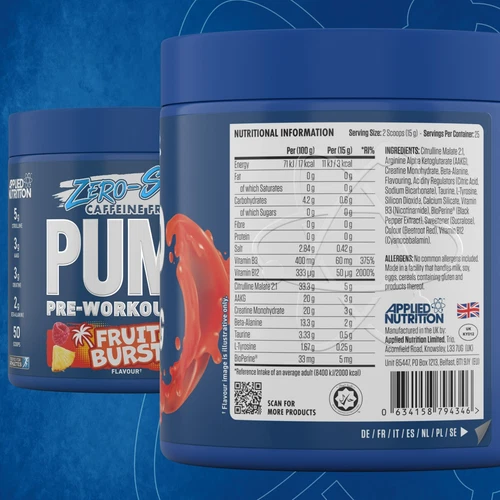 Stim Free Pre Workout Powder Pump 3G Creatine, Amino Acids, Vit B - 25 Servings