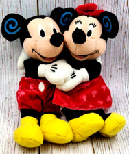 8" Vintage MICKEY  MINNIE MOUSE Hugging Beanie Plush Disney Store