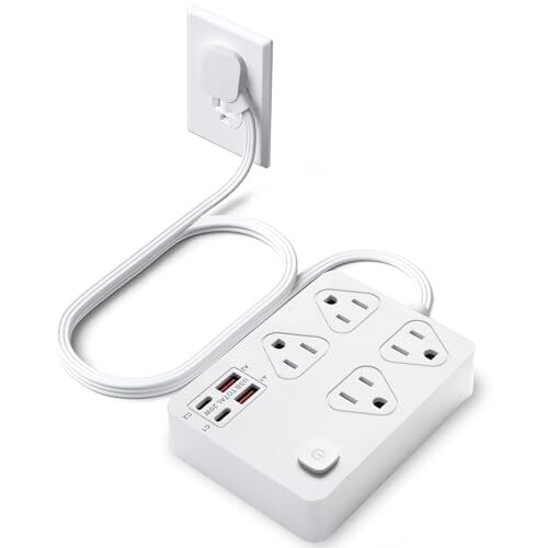 Flat Plug Power Strip with Switch, Slim Surge Protector Extension Cord with 2...