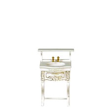 NEW from JBM Dollhouse Miniature Victorian Bathroom Sink/Washstand in White