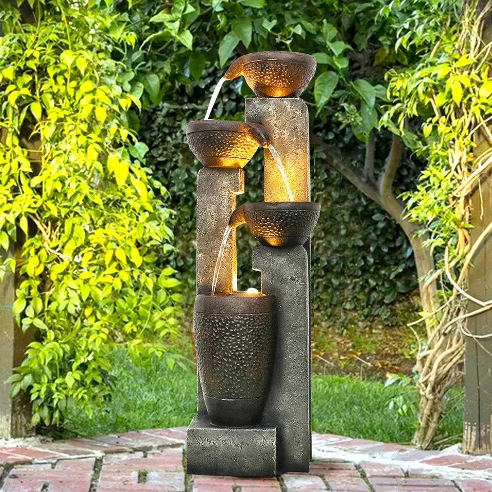 Eco-Friendly Resin Outdoor Water Fountain - Rockery Design for Garden Courtyard - Image 4 of 4