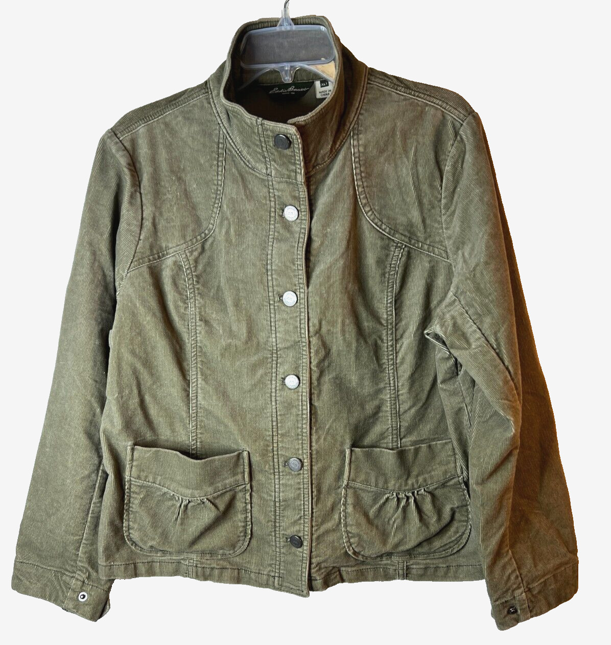 Eddie Bauer Women's XLT Olive Green Stretch Corduroy Fitted Blazer Jacket