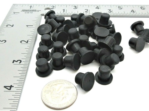 5/16” Rubber Push In Hole Plugs Black Silicone 1/2