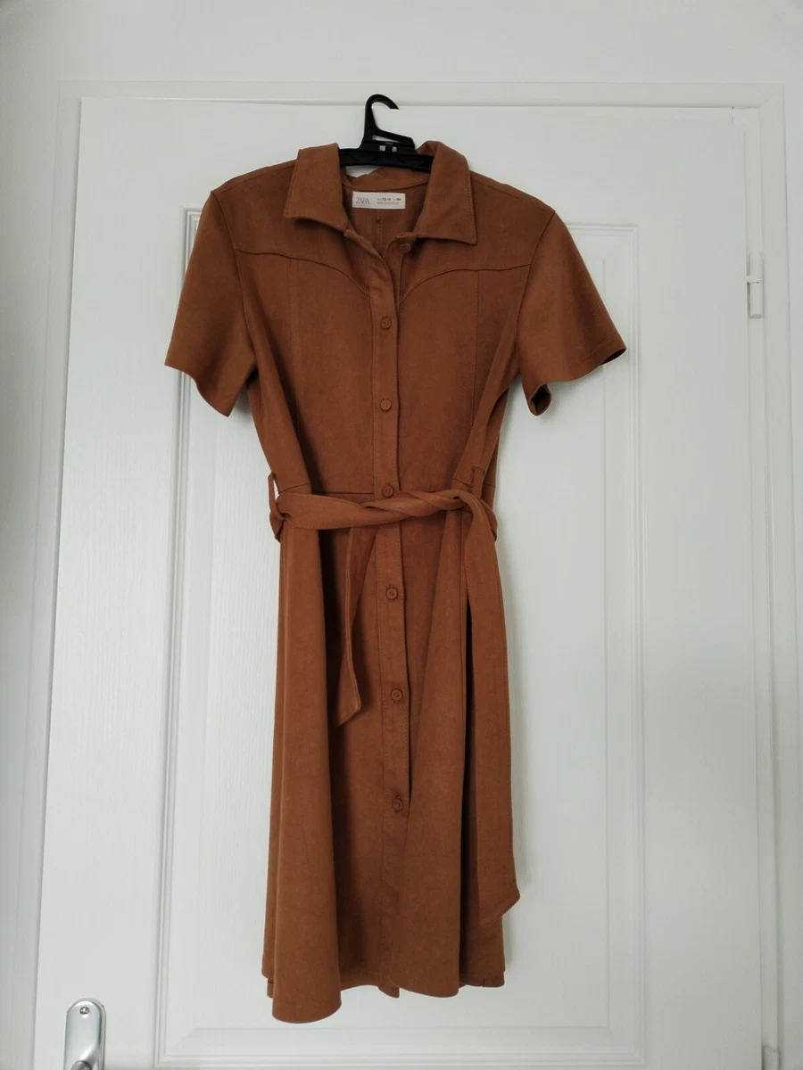 Robe marron cinturée Zara - Vêtements