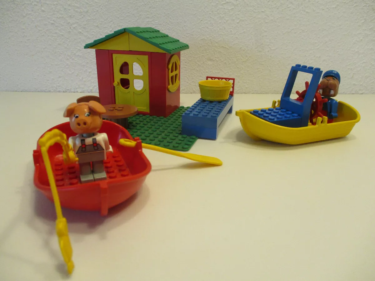 G1 1 Lego Fabuland Set Fischerh te mit Boot Motorboot 2 Figuren
