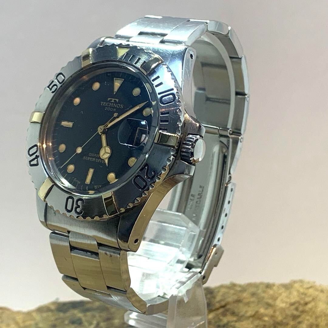 Technos Super Diver Watch Quartz Men Black Dial Swiss Made Round 