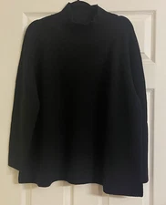 NWT $248 Eileen Fisher Black Merino Wool Turtle Neck Top XL