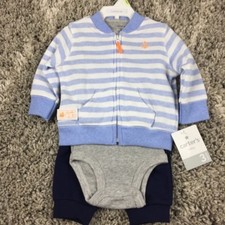 Carter's Baby Boys 3 pc Set Size 3 M Zip Up Jacket Bodysuit Pants Infant NWT