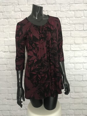 °°Bader°° Shirt Tunika Longshirt 3/4 -Arm Gr. 40 neu weinrot/schwarz Floral