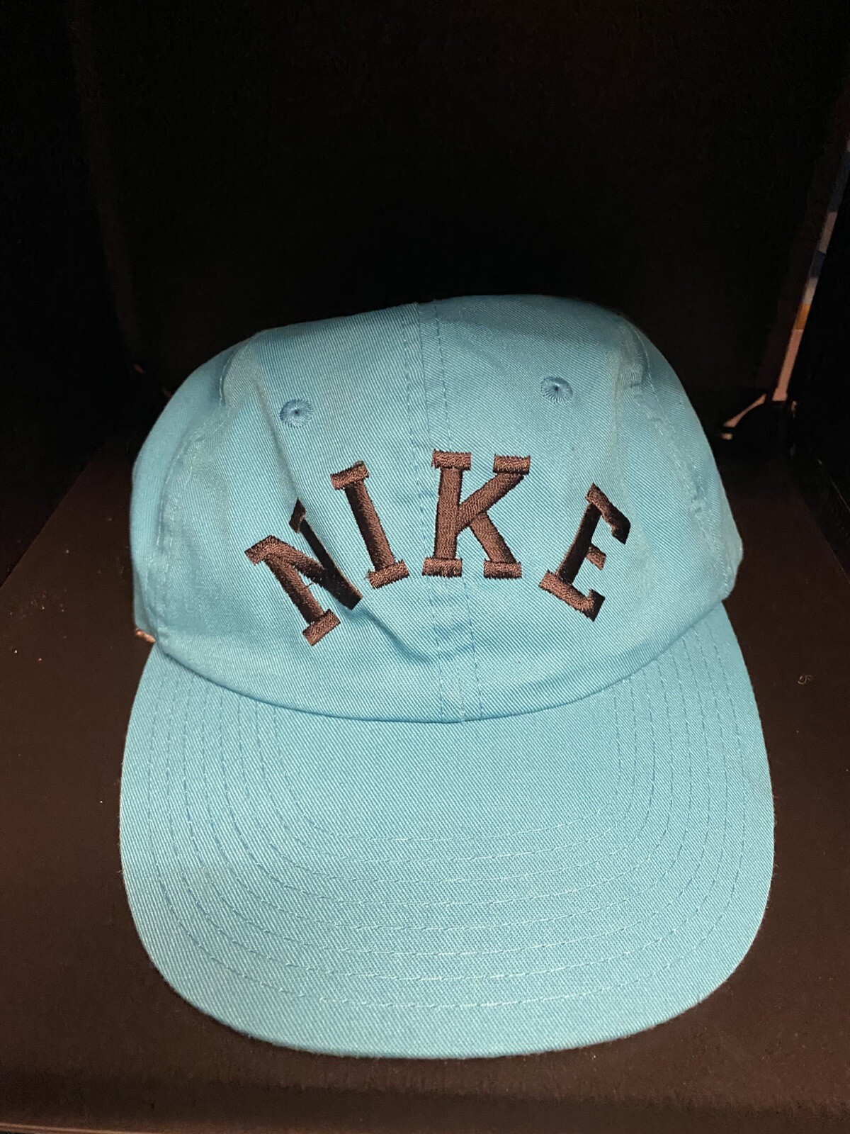 Vintage Nike Hat Zipper back Spell Out Logo Cap 80s RARE Made In Taiwan