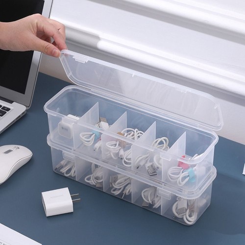 Dustproof Desktop Storage Box Transparent Divided Seasoning Box Data Cable - 第 5/9 張圖片