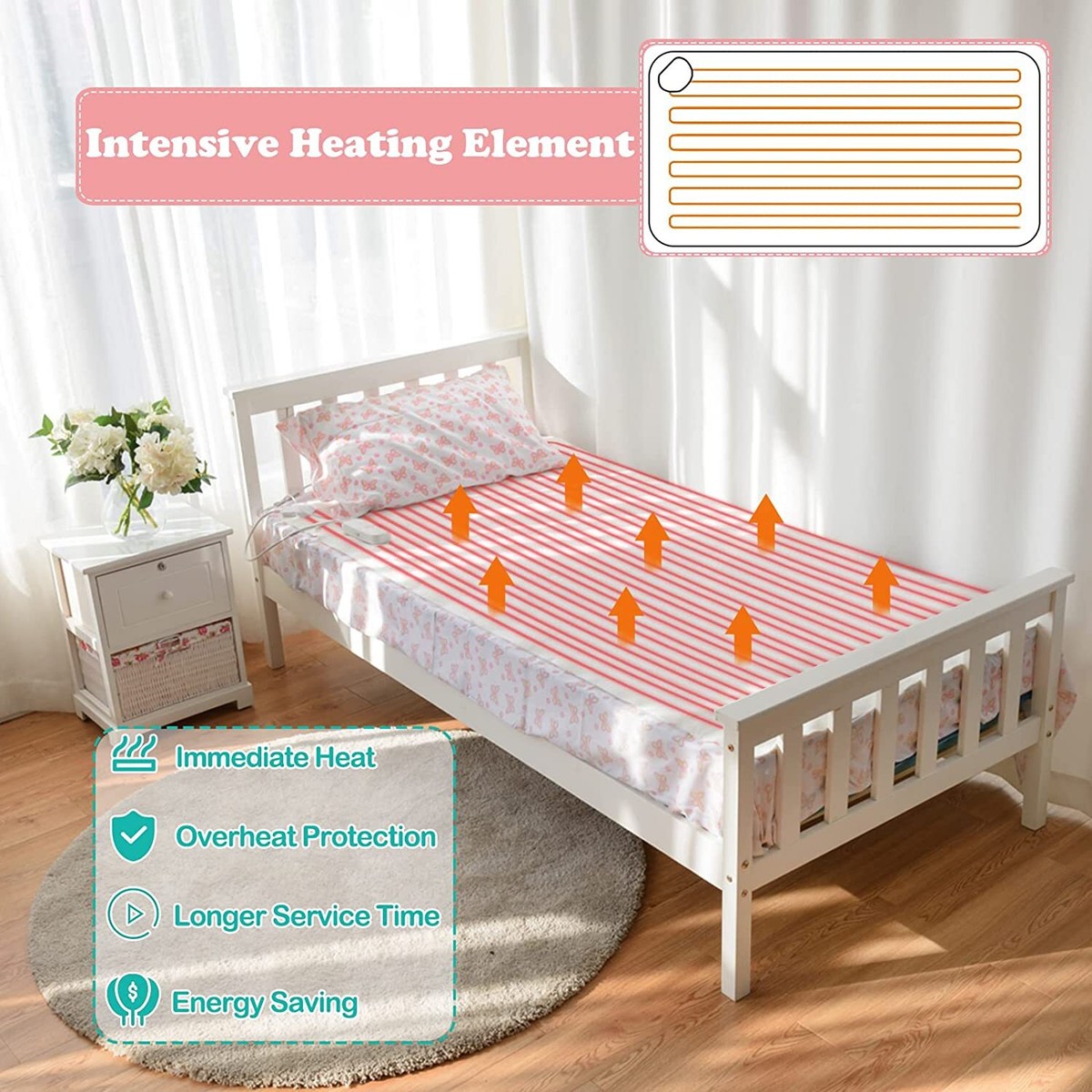 Costway Electric Blanket Washable Mattress Heater Table Warmer Bed Pad  Single | eBay