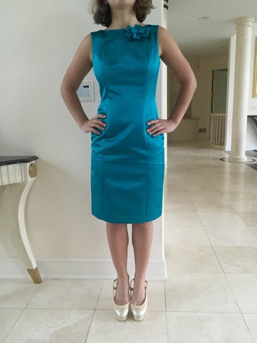 David Meister Emerald Green Shift Dress 