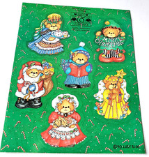 Vintage Sticker Sheet Christmas Lucy Rigg 1990 Bears Angel Santa Elf Lucy  Co