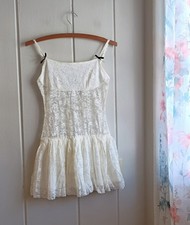 Forever 21 Cream Sheer Lace Drop Waist Mini Dress Size M