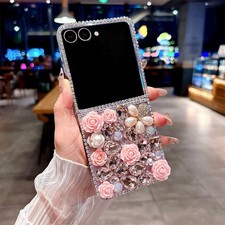 Luxury Bling 3D Crystal Flower Pearl Case for Samsung Galaxy Z Flip 4/5/6/7