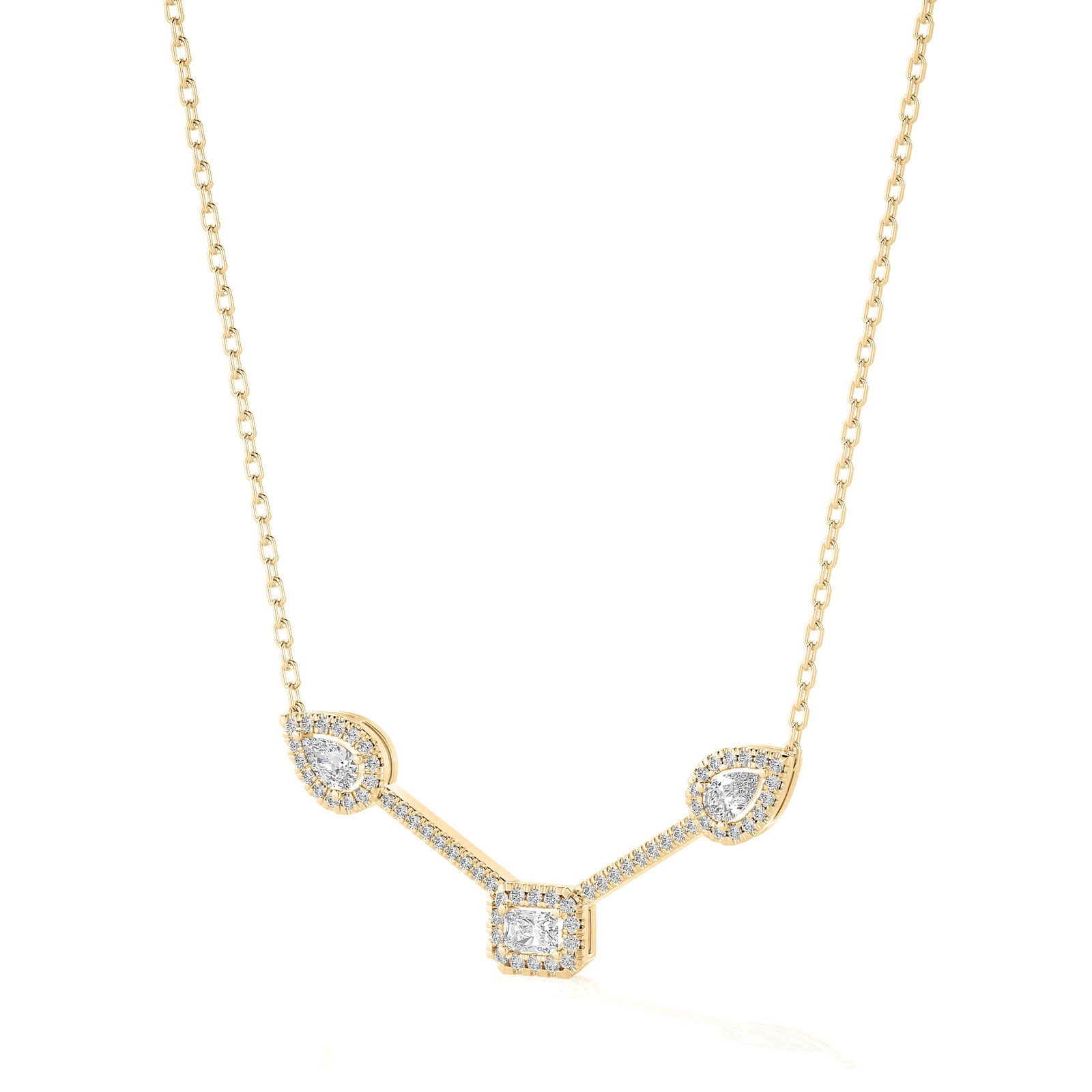 Diamond Club 1.0Ct Pear & Oval Lab Grown Diamond Necklace 14K Gold (VS, F)
