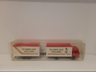 Wiking 1:87 Magirus 100 D7 Koffer LKW mit Tandem Anhänger ''Blumen aus Holland''