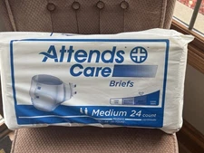 Attends Briefs Adult Diapers Med 32”-44” Extra Heavy Absorbency 24 Ct Latex Free