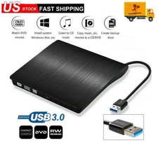 Slim Portable External DVD CD Burner for MacBook & Laptop with USB-C Adapter