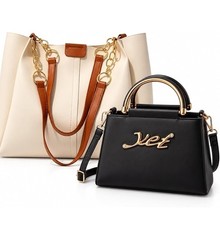 AESTHETIC HANDBAGS Women's Handbag Combo Set of 2, Cream Tote Bag and Sling