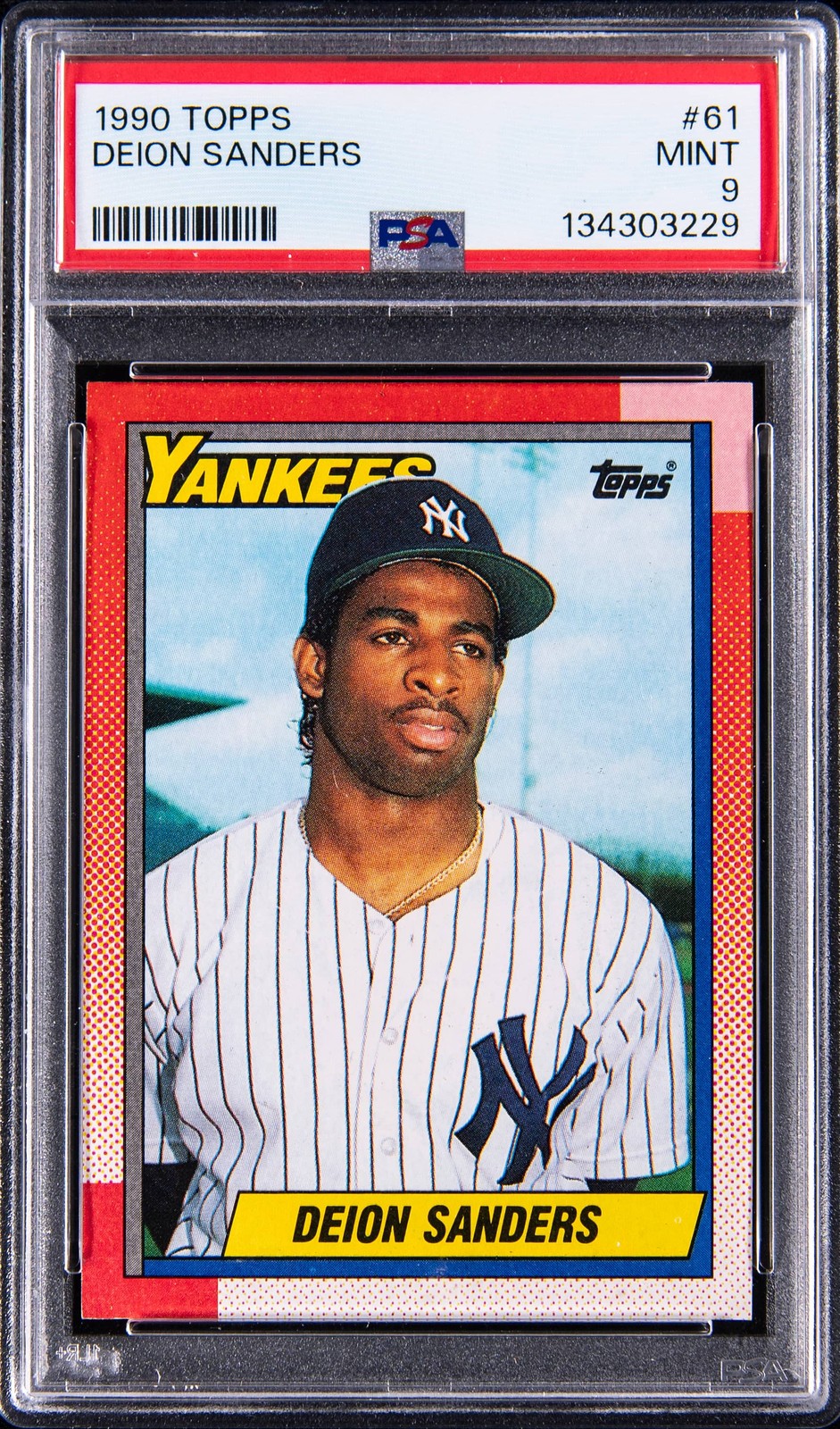 1990 Topps #61 Deion Sanders Rookie Card - PSA MINT 9