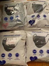 400 PCS Disposable Face Mask Non Medical Surgical 3 Ply Ear loop Black Masks USA