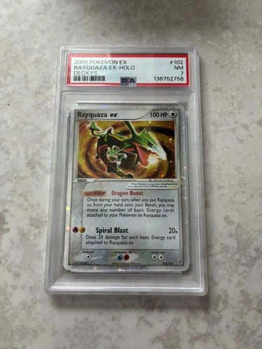 2005 POKEMON EX DEOXYS #102 RAYQUAZA EX-HOLO PSA 7