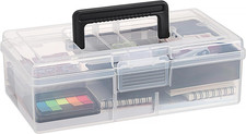 Plastic Carry Storage Box with Removable Dividers, Clear Art Craft Supply Storag