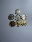 Coin Lot Of 3 Gold Plated Indian Head Pennies, 2 Buffalo Nickels. 1 1941 Nickel