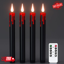 Halloween Flameless Taper Candles with Remote and Timer, Battery Operated 3D Wic