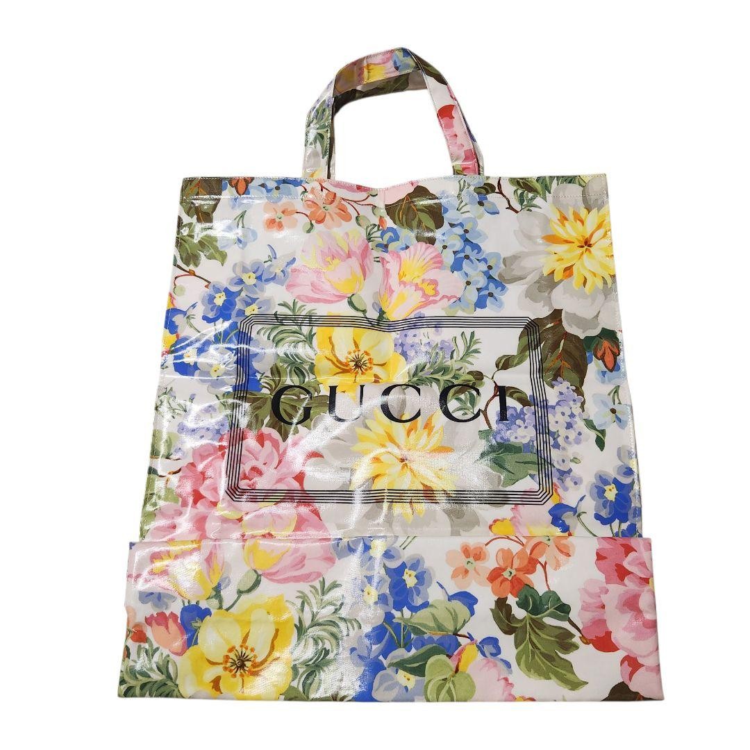 Gucci Coated Canvas Tote Bag Eco Floral Pattern Large Handbag New