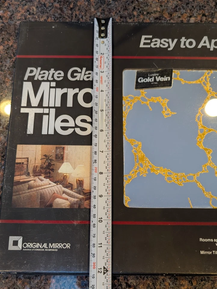 Placa Espejo Original Vidrio Espejo Azulejos Oro Vena Vintage (6 por paquete) 12"x12" Foto 4 de 4