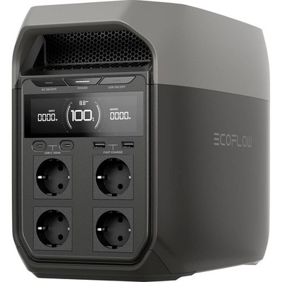ECOFLOW Delta 3 Powerstation LiFe Schwarz, Grau mit Laderegler