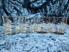 4 Etched Monogrammed "S" Drinking Glass Clear Whiskey Lowball Barware