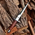 Custom Made Forged Steel Double Edge Blade Dagger knife Leather Stacked Handle